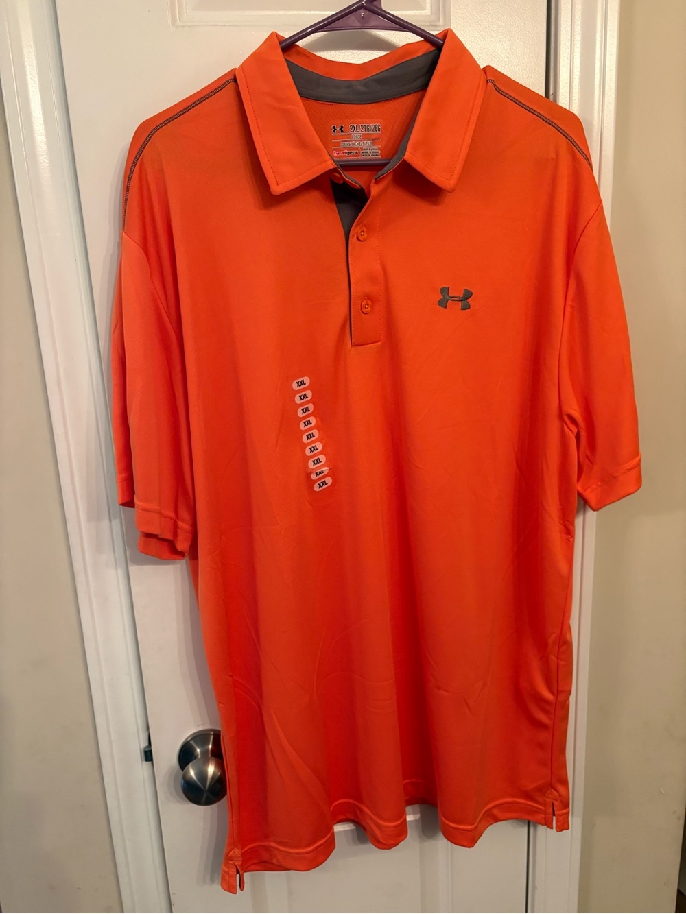 Under Armour Bright Orange Polo with Gray Accents